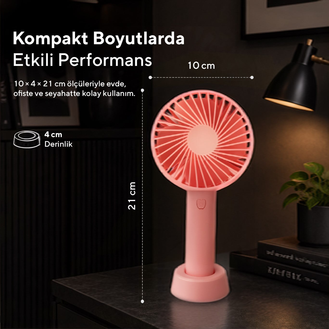 Kumtel Şarj Edilebilir Mini El Vantilatörü | Type-C Şarjlı | 3 Kademeli | 400 mAh HFF-03C