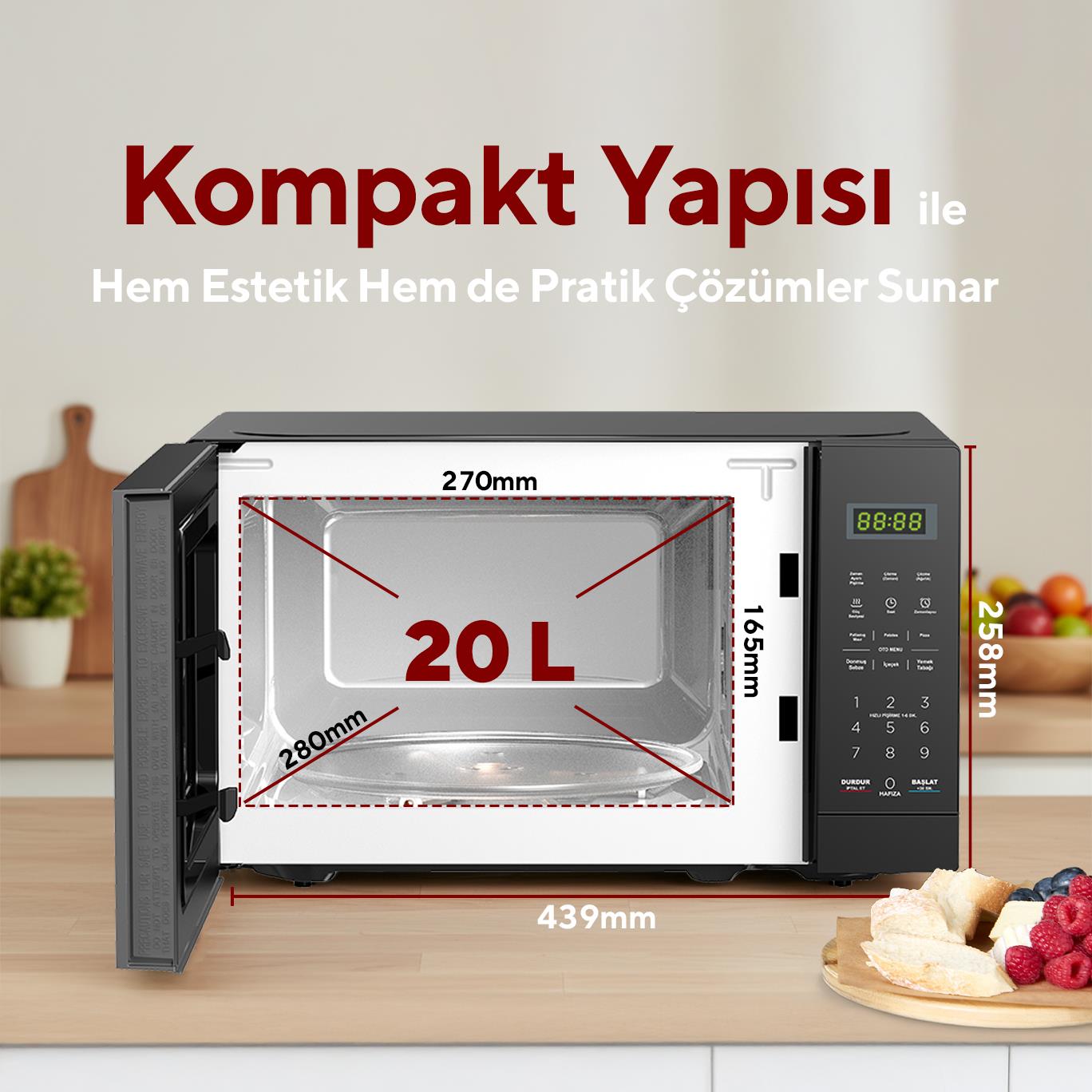 Kumtel Siyah Dijital Mikrodalga Fırın HM-12