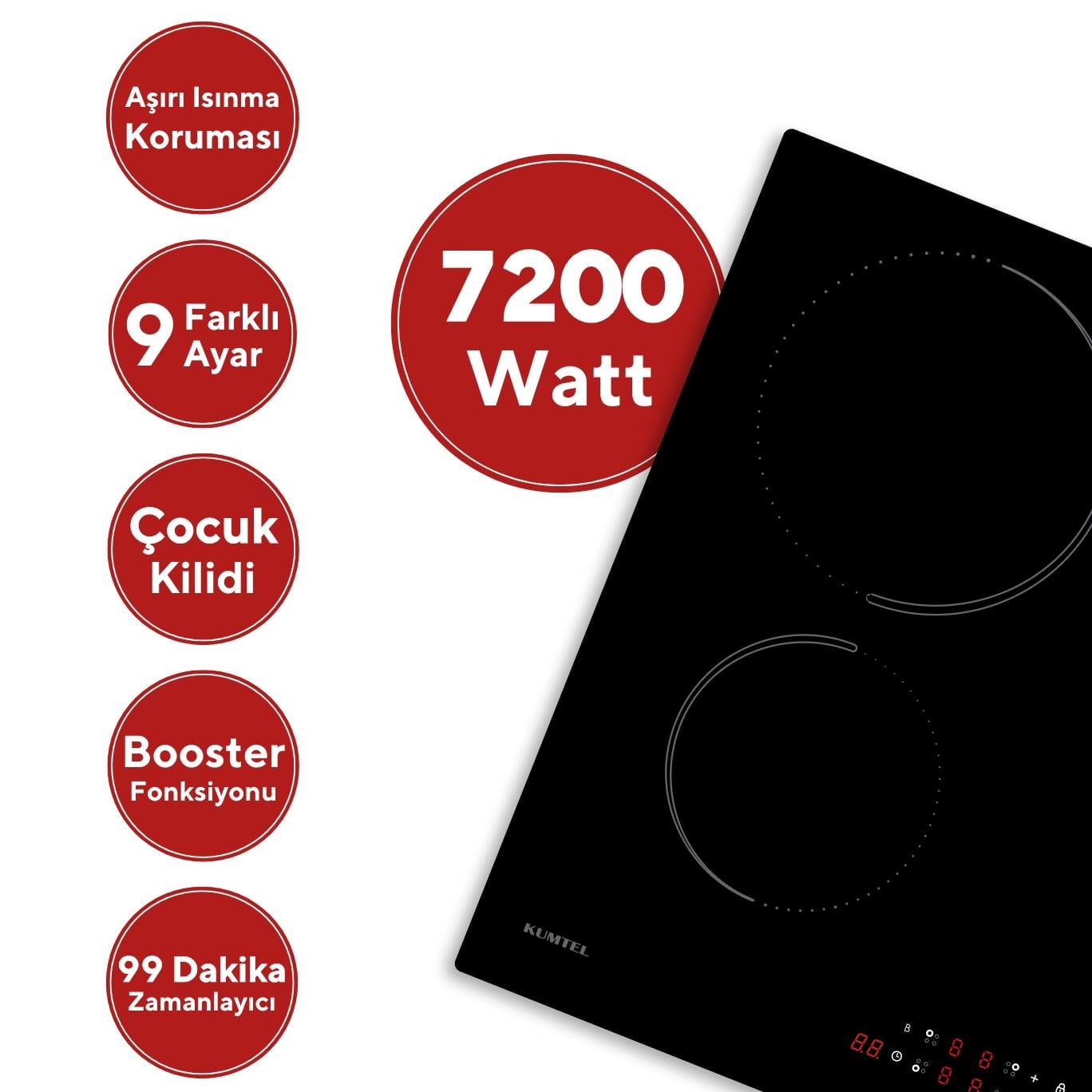 Kumtel Siyah İndüksiyon Ocaklı Ankastre Set