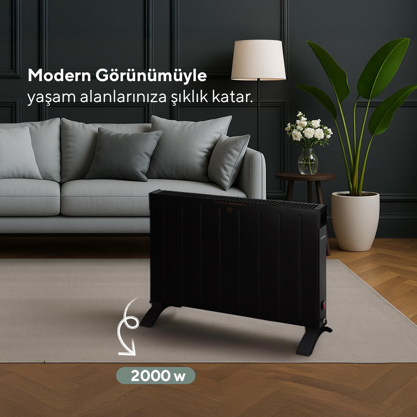 Kumtel Siyah Konvektör Isıtıcı 2000W HC-2930