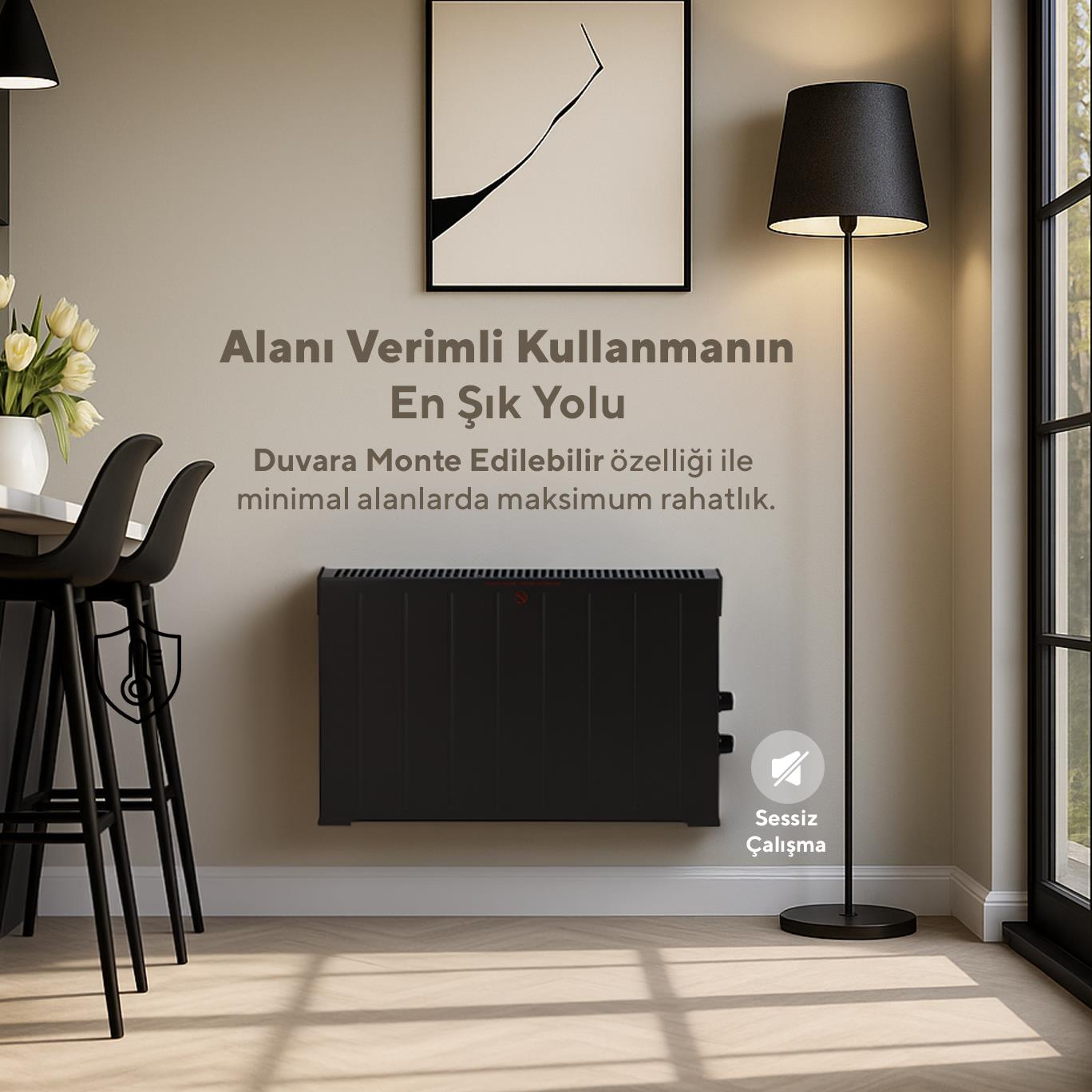 Kumtel Siyah Konvektör Isıtıcı 2500W HC-2947