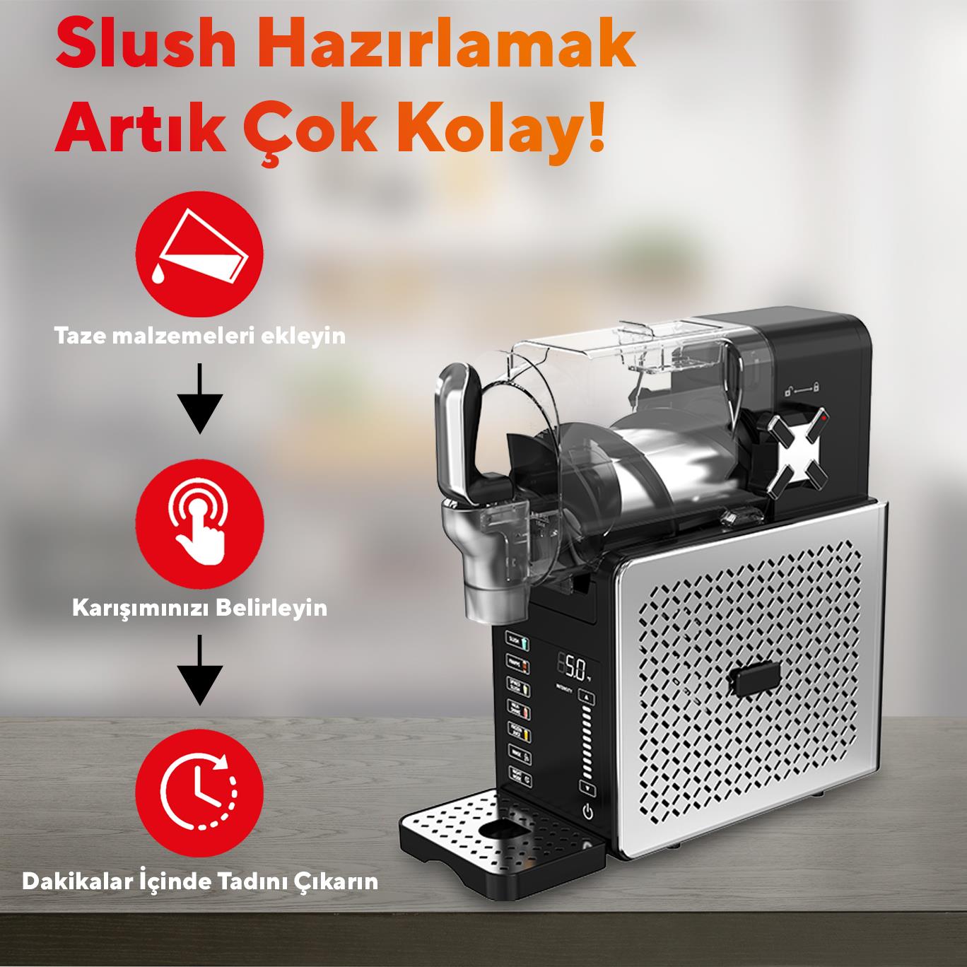 Kumtel SLUSH Ev Tipi Buzlaş Makinesi - Profesyonel Dondurulmuş İçecek Yapma Makinesi HSLUSH-01