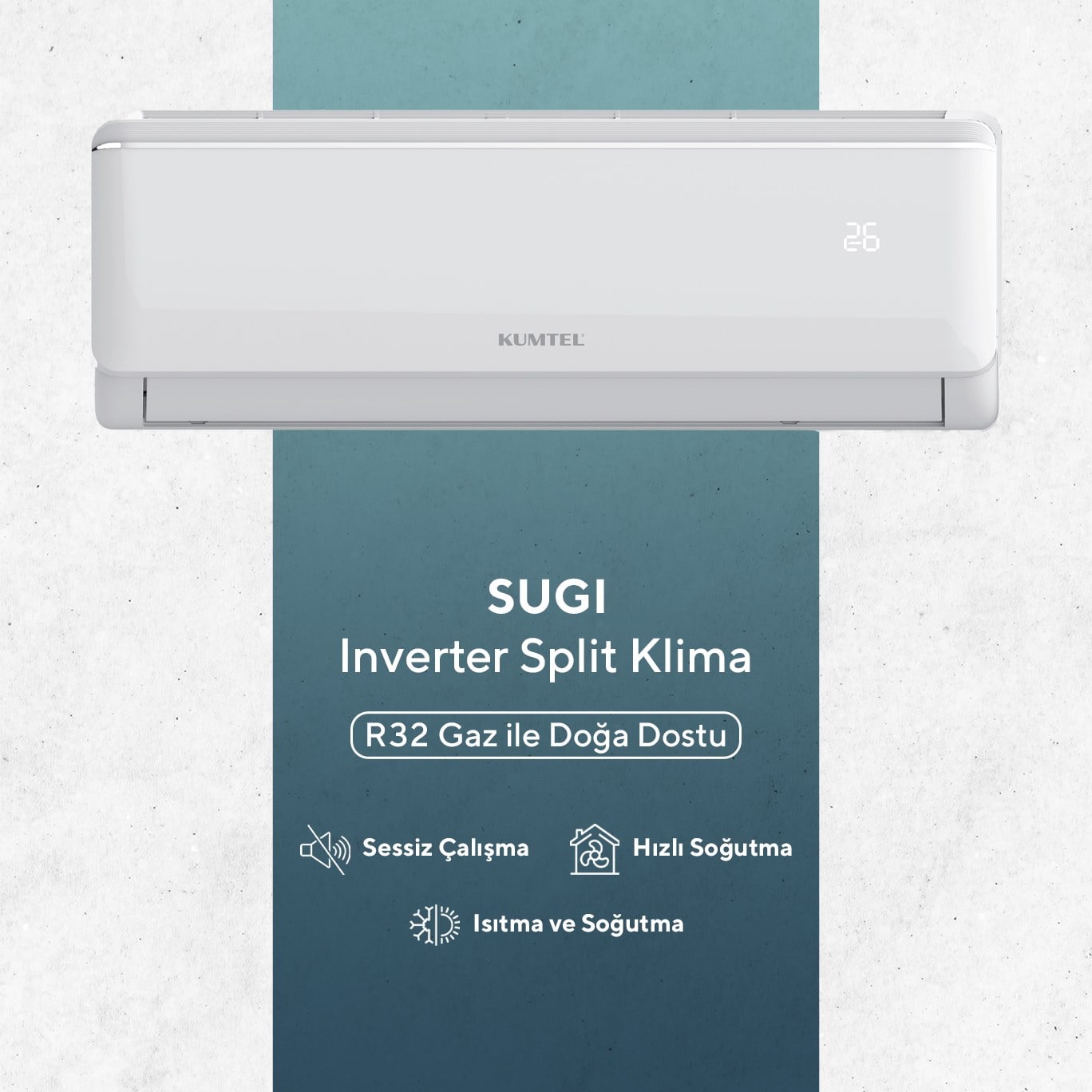 Kumtel Sugi KMSAC-12 12.000 Btu A++ Inverter Duvar Tipi Split Klima (Montaj Dahil)