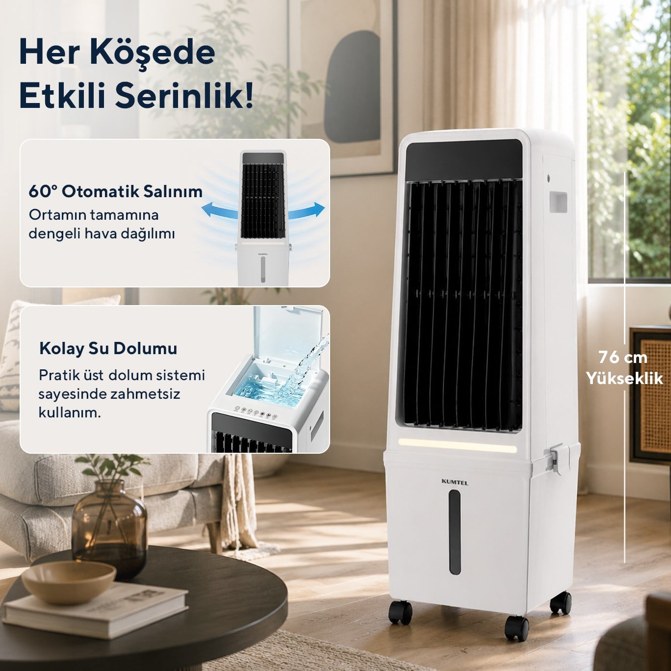 Kumtel Sulu Portatif Hava Soğutucu (Air Cooler)  HAC-04
