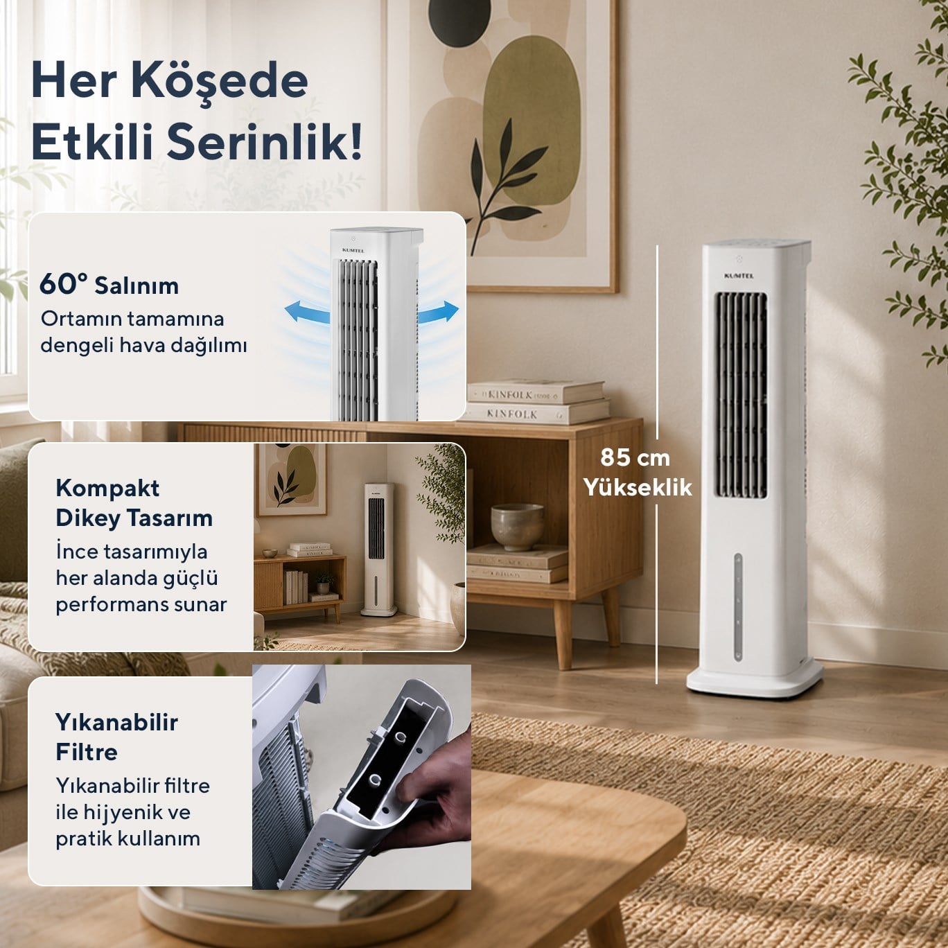 Kumtel Sulu Portatif Soğutucu (Air Cooler) HAC-02