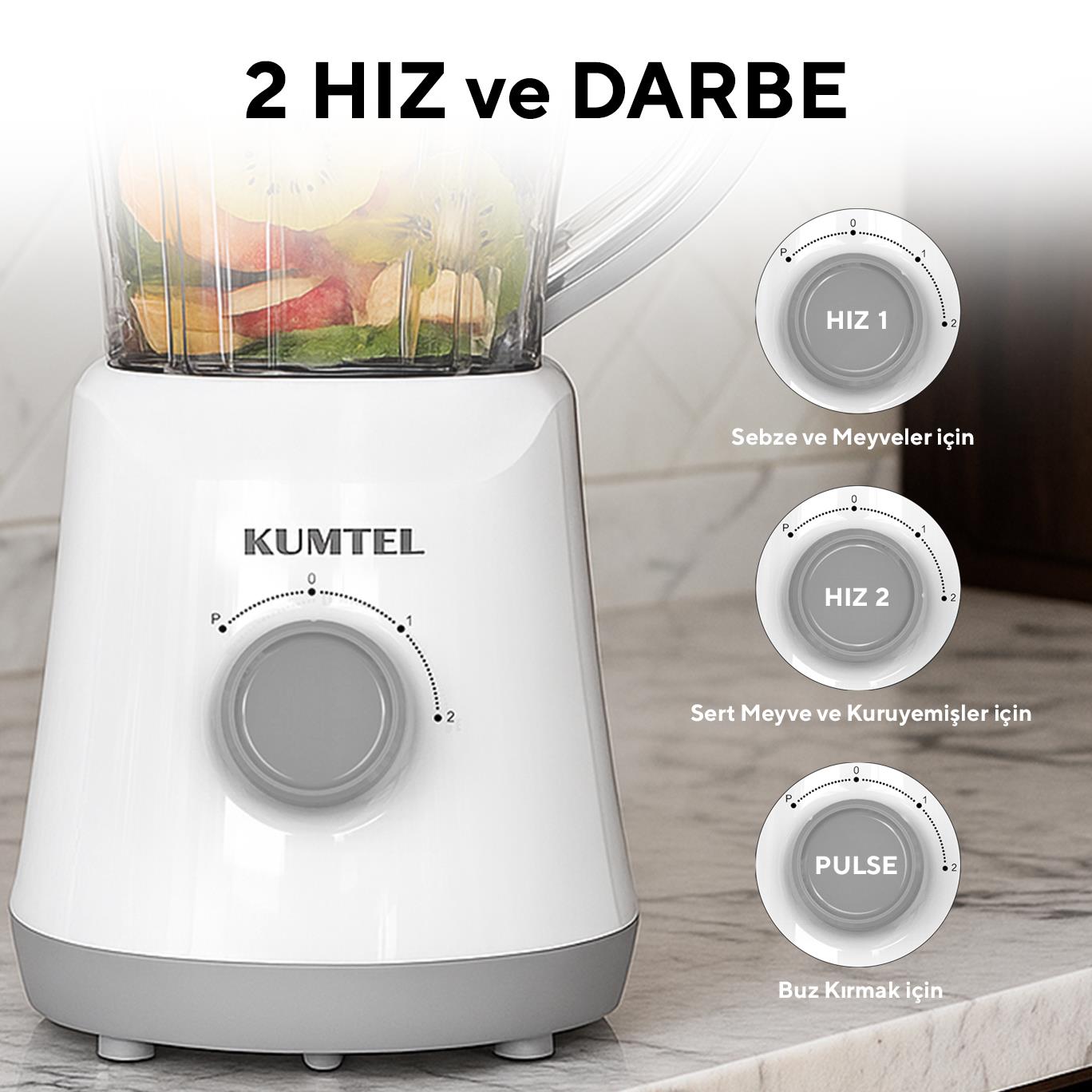 Kumtel Sürahili Smoothie Blender Beyaz HTB-07