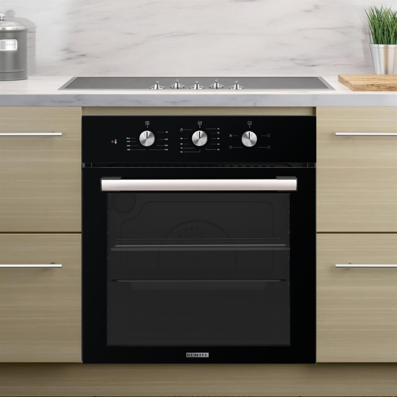 Kumtel Turbo Fanlı Siyah Ankastre Fırın B66 - SF2 ( 4 pro 3 düğ )