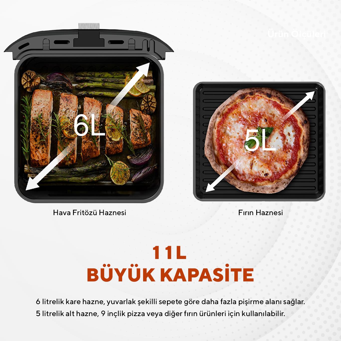 Kumtel XXL 11 Litre Çift Hazneli Fastfryer (Yağsız Fritöz Airfryer ) HAF-11