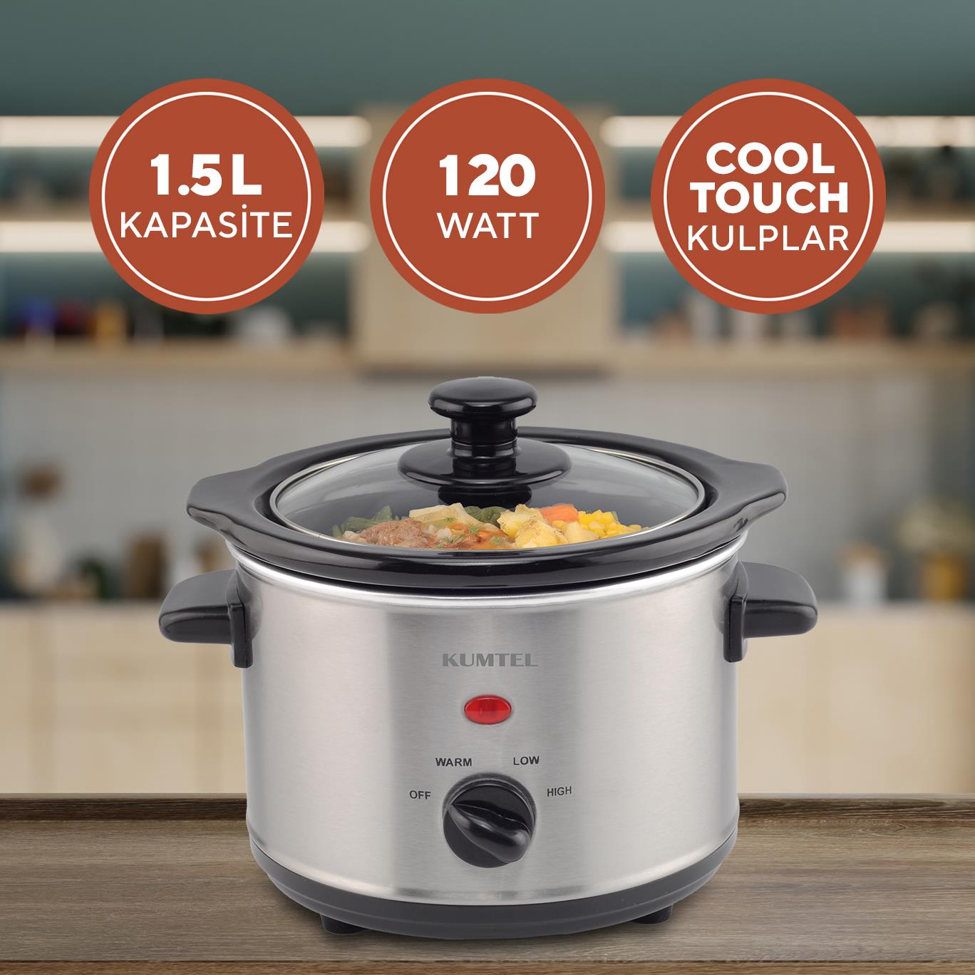 Kumtel Yavaş Pişirici Slow Cooker Elektrikli Güveç 120W HSC-01
