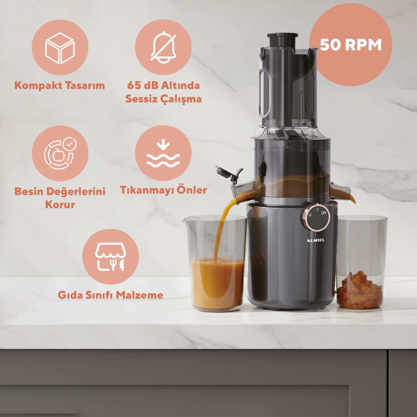 Kumtel Yavaş Sıkım Katı Meyve Sıkacağı HSJU-01