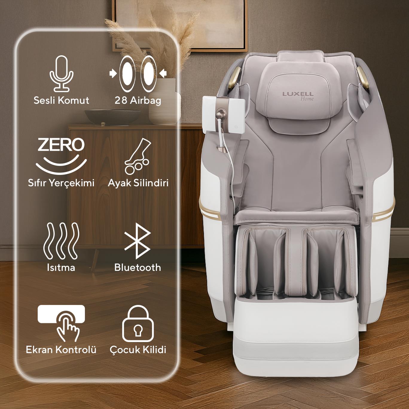 Luxell 22 Otomatik Programlı Isıtmalı Masaj Koltuğu LXMC-01