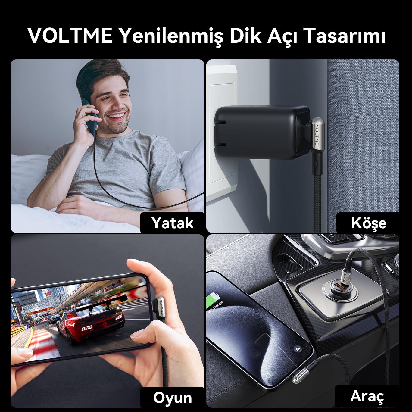 VOLTME C2070 Stark 60W Type-C Şarj Kablosu 2M 3A-Siyah