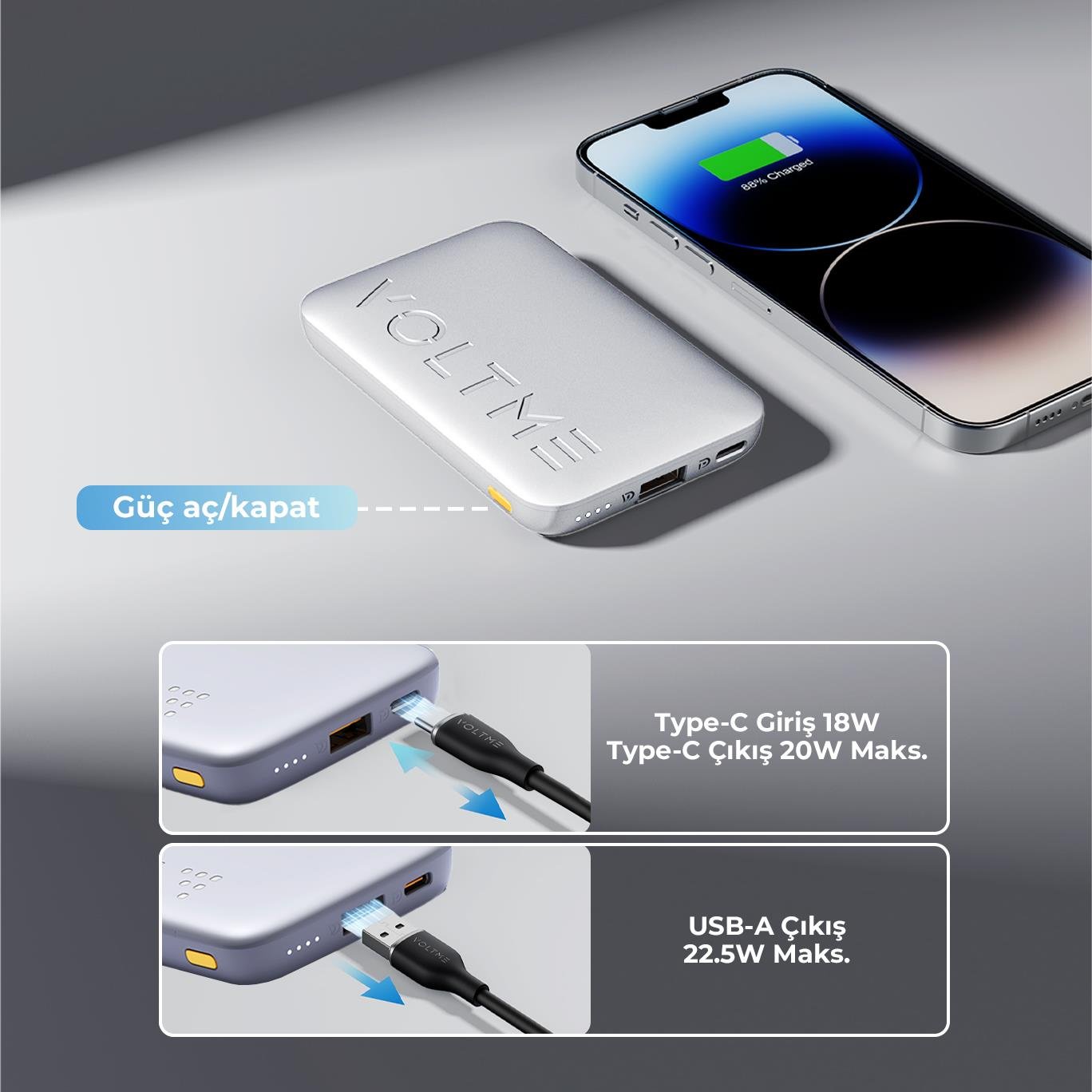 Voltme Hypercore 10000mAh Powerbank Gri- 22.5W