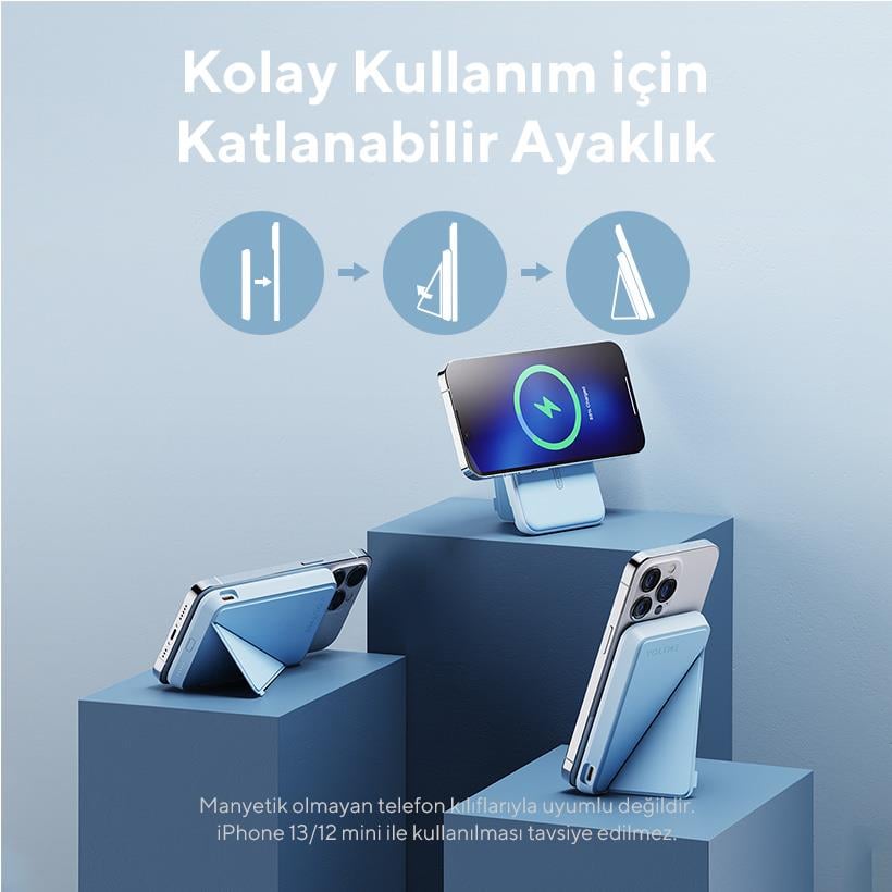 Voltme Mavi MagPak 5000mAh Magsafe Kablosuz Powerbank- 22.5W