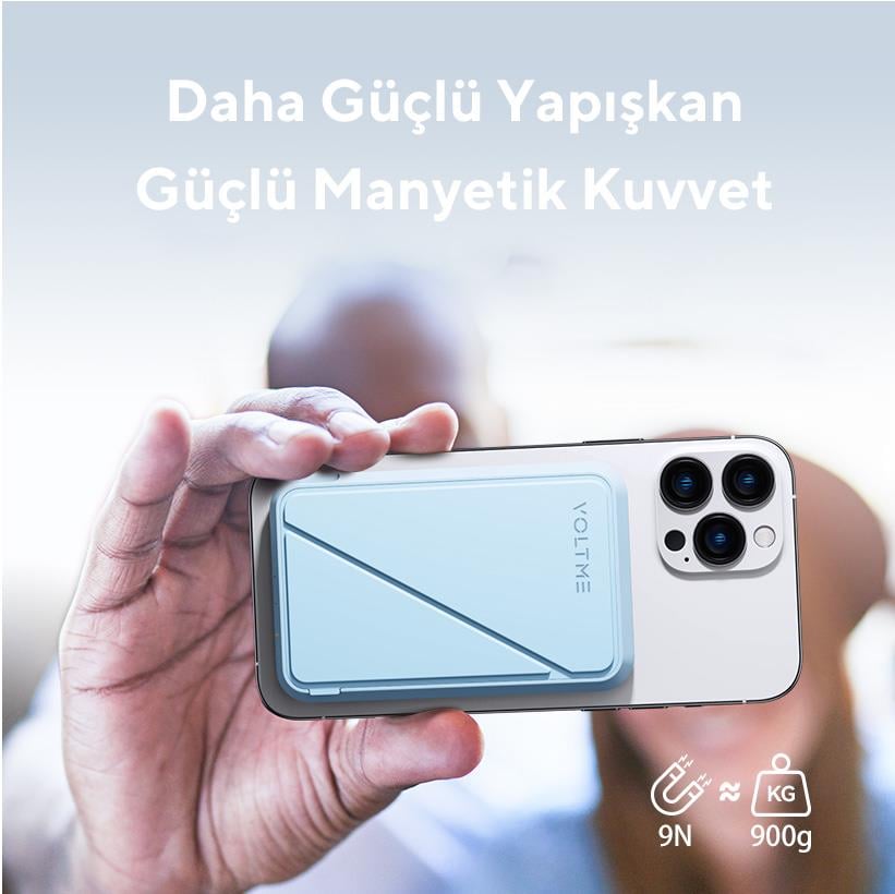 Voltme Mavi MagPak 5000mAh Magsafe Kablosuz Powerbank- 22.5W