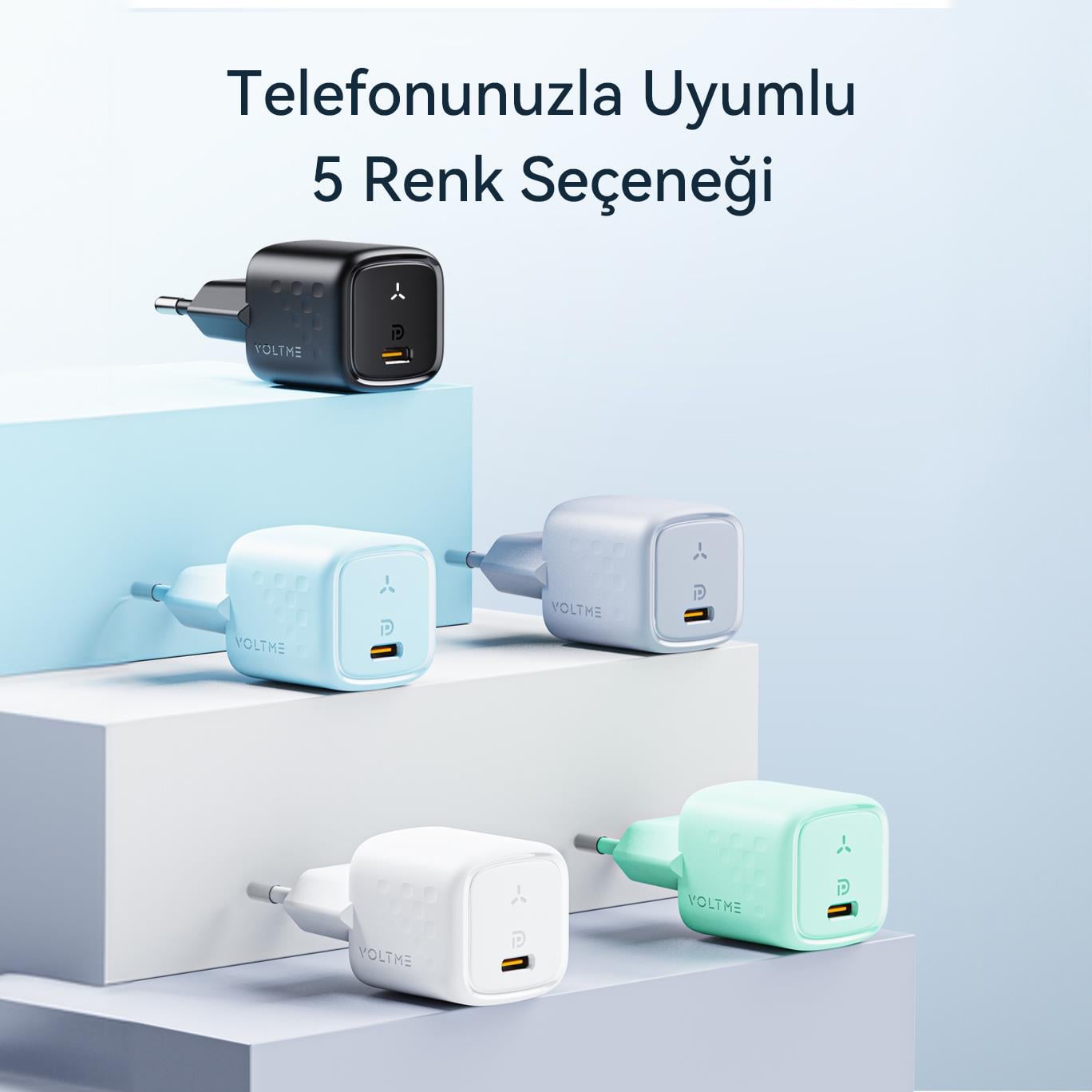 VOLTME V2003 Revo Siyah 20W USB-C Şarj Aleti