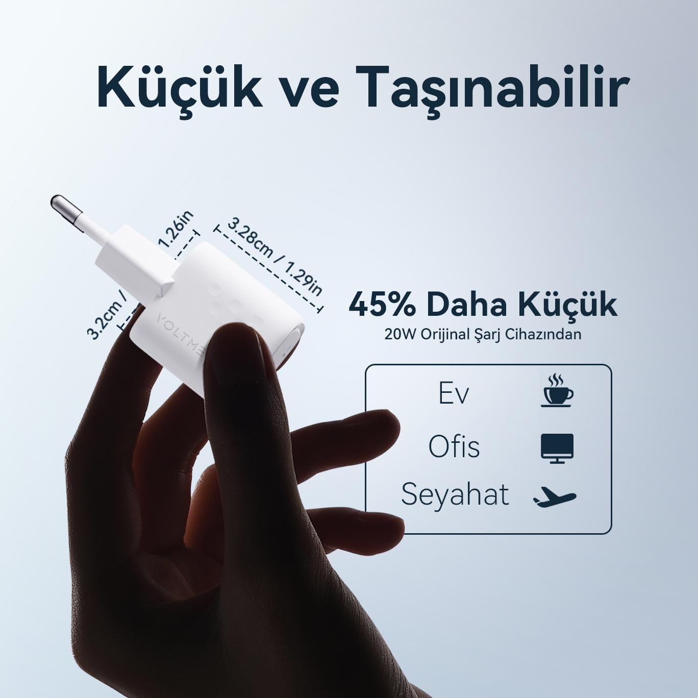 VOLTME V2004 Revo Beyaz 20W USB-C Şarj Aleti