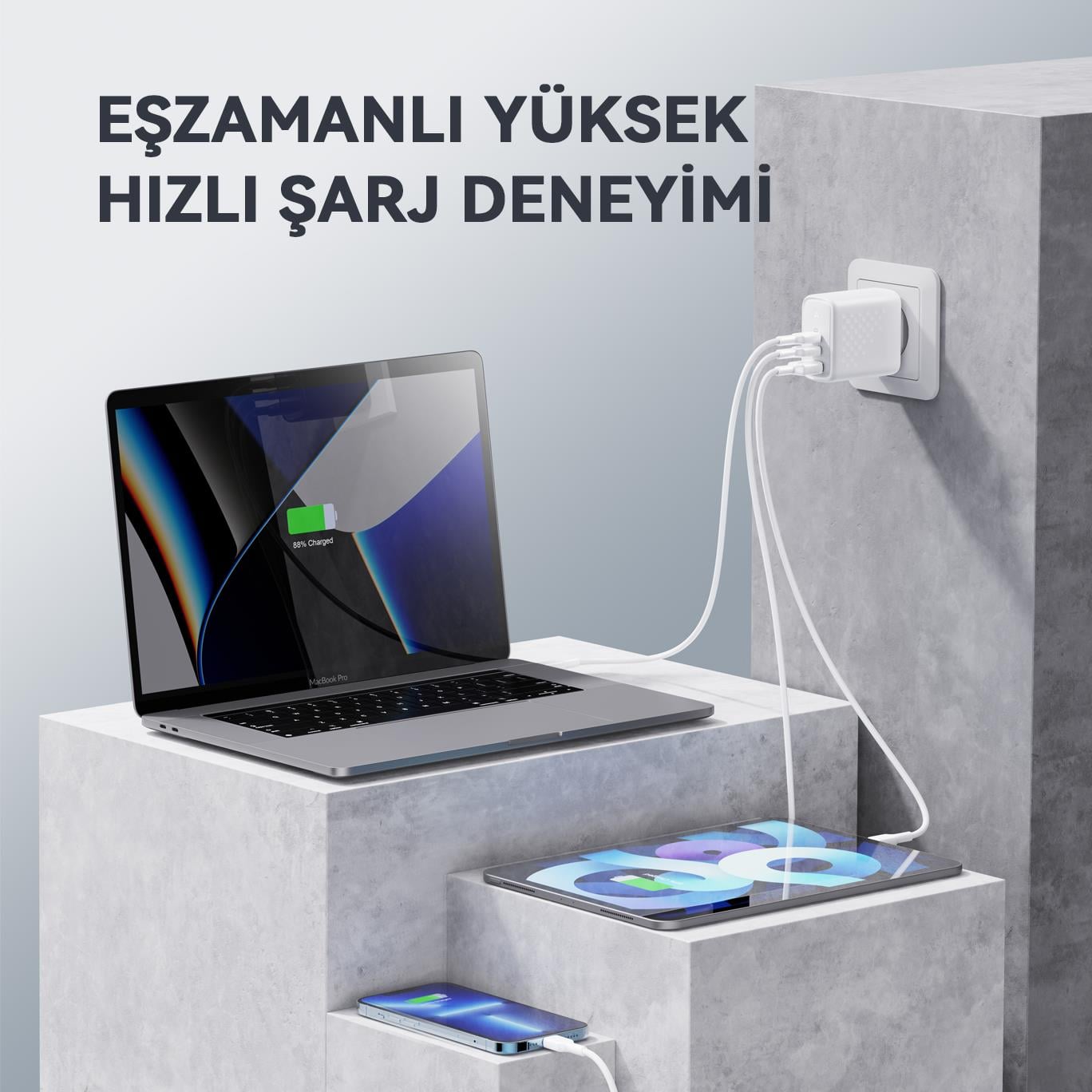 VOLTME V2024V1 Revo Beyaz 67W CCA GaN Şarj Aleti