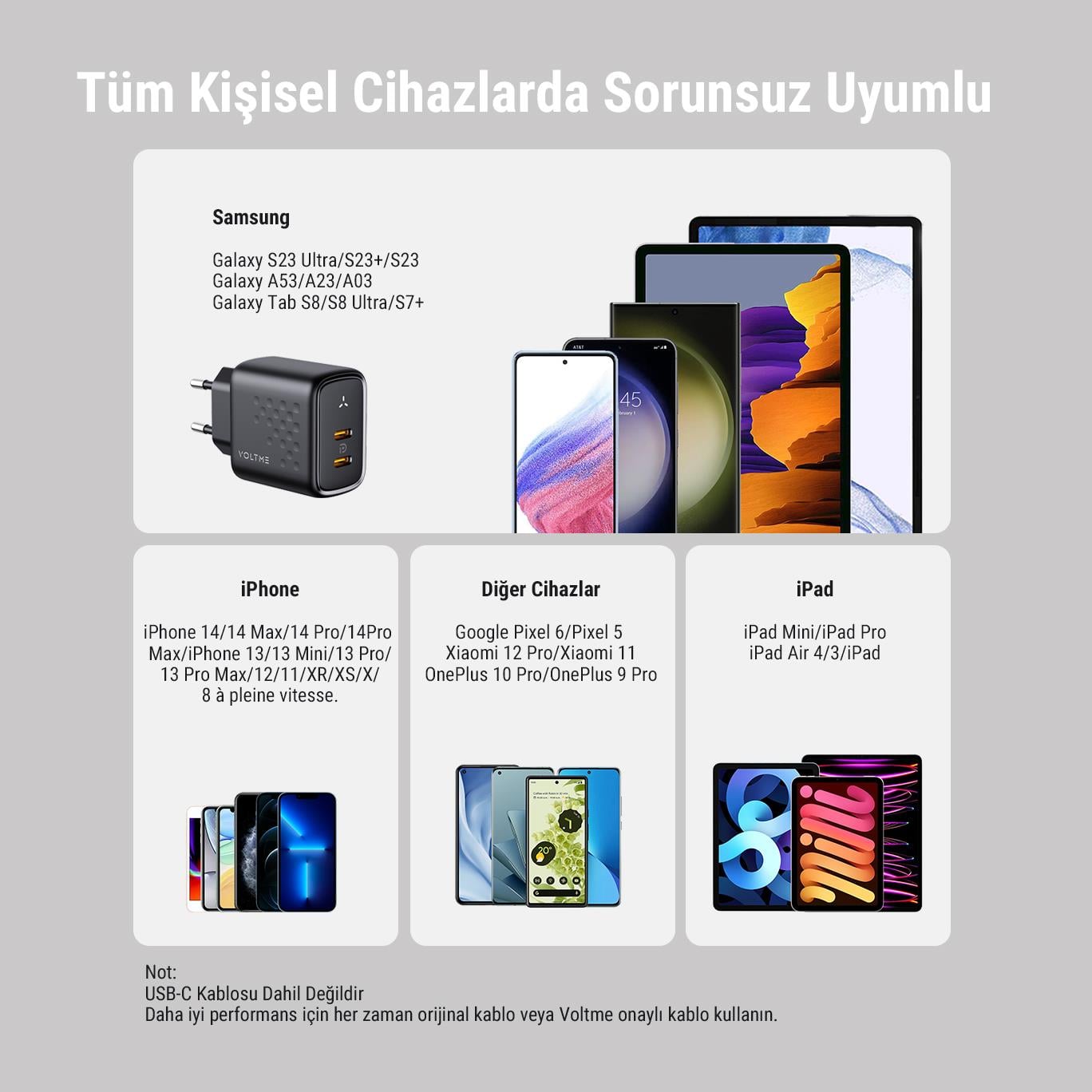 VOLTME V2111 Revo Siyah 45W CC GaN Şarj Aleti