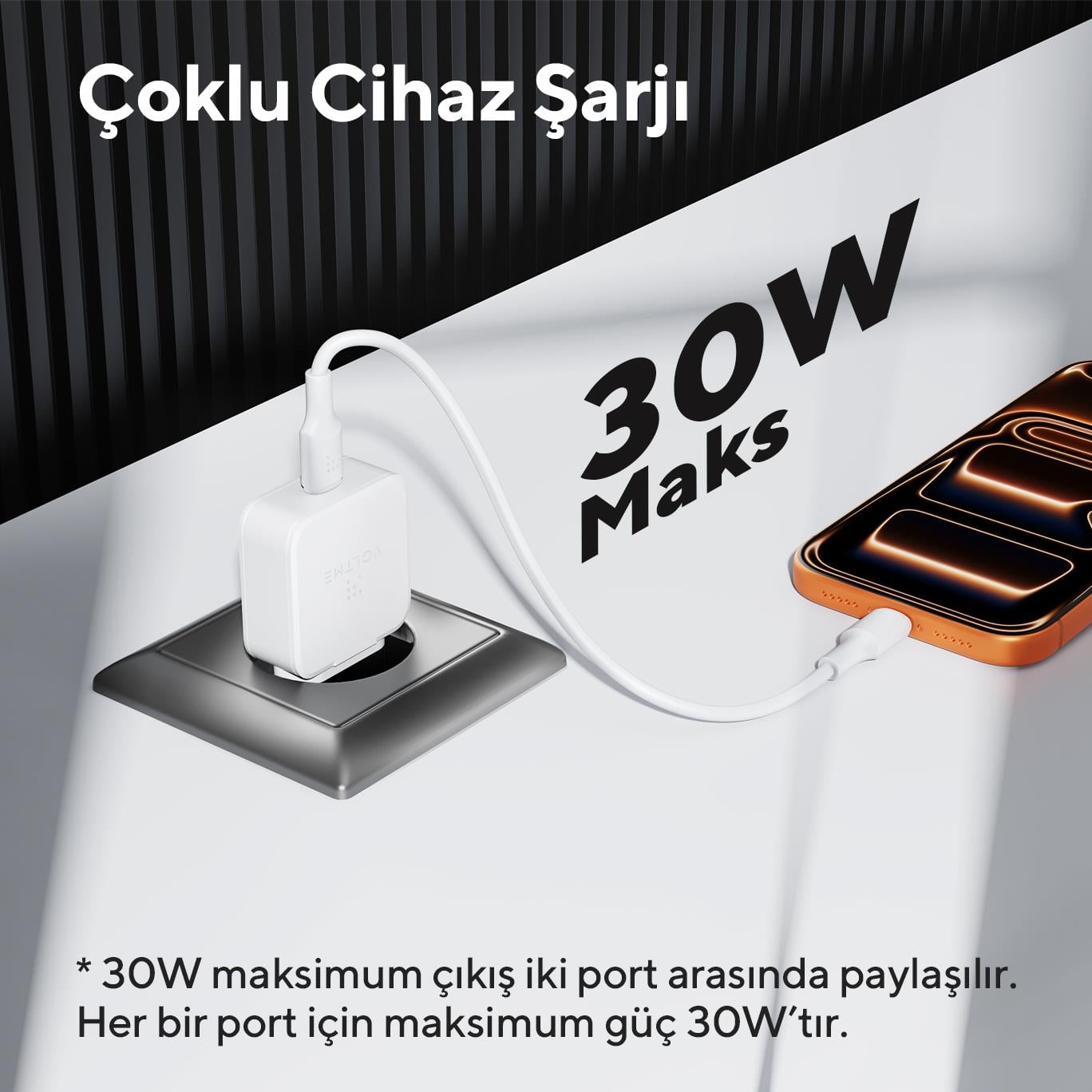 VOLTME V2347 Revo Lite 30W USB-C Şarj Aleti – Beyaz