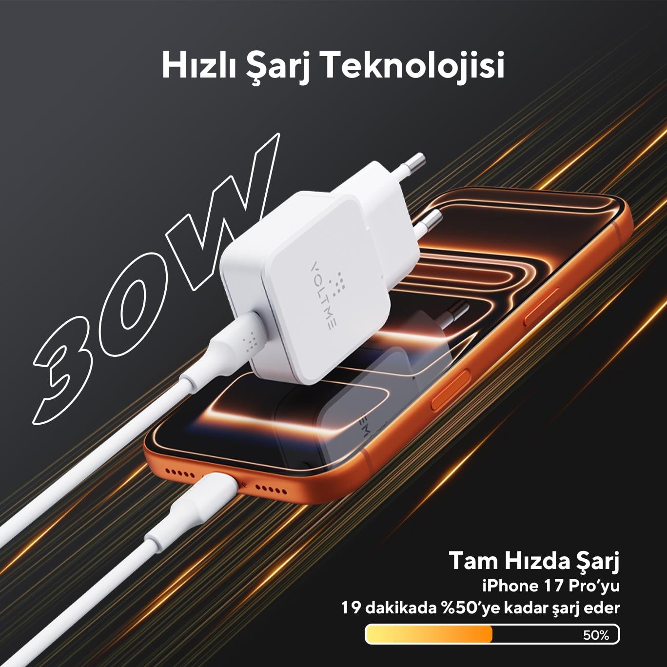 VOLTME V2347 Revo Lite 30W USB-C Şarj Aleti – Beyaz
