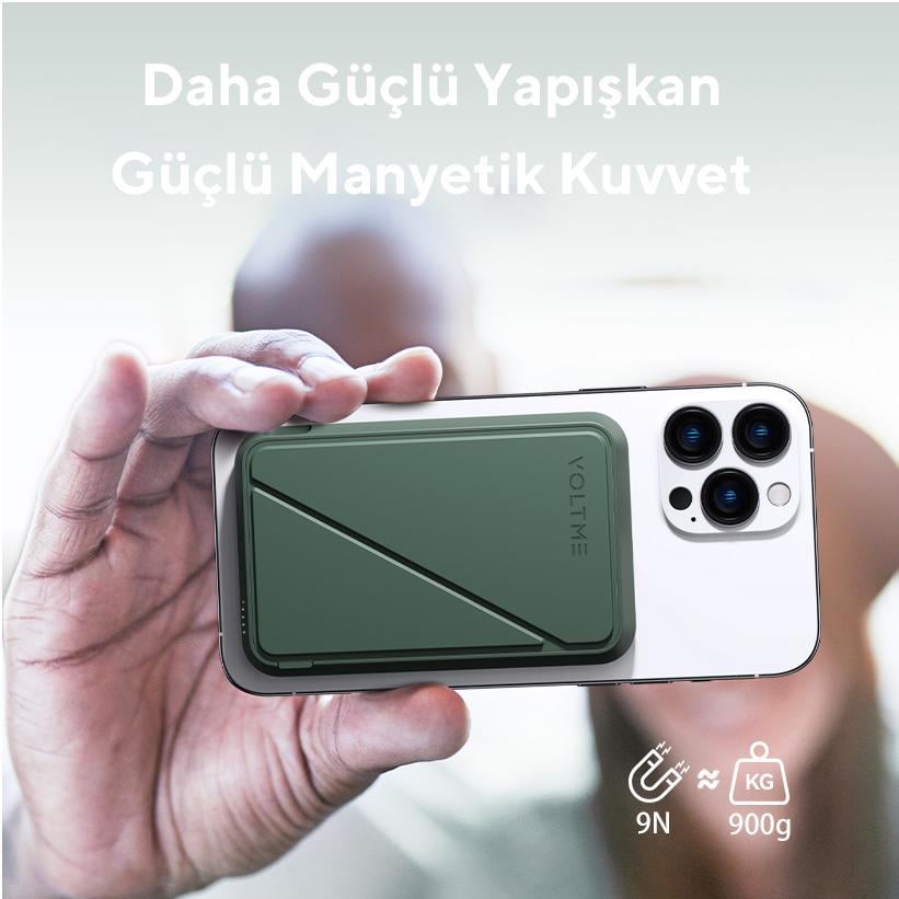 Voltme Yeşil MagPak 5000mAh Magsafe Kablosuz Powerbank- 22.5W