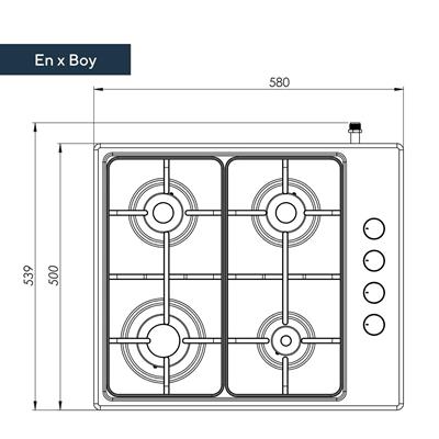 Kumtel Emaye Set Üstü Beyaz Ocak KO-420F