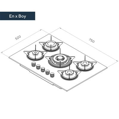 Kumtel 5li Beyaz Cam Ankastre Ocak