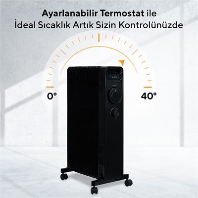 Kumtel 11 Dilim Siyah Elektrikli Yağlı Radyatör Isıtıcı KUM1230S