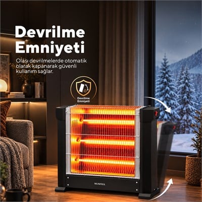 Kumtel 1800 Watt Siyah Çift Taraflı Elektrikli Şömine Isıtıcı KS-2740