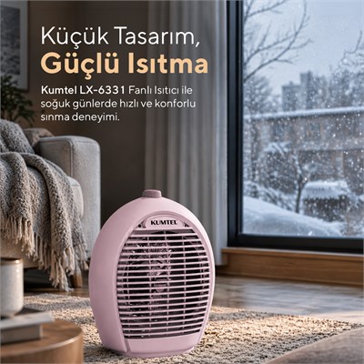 Kumtel 2000 W 3 Kademeli Sıcak-Soğuk Üflemeli Elektrikli Fanlı Isıtıcı Pembe LX-6331
