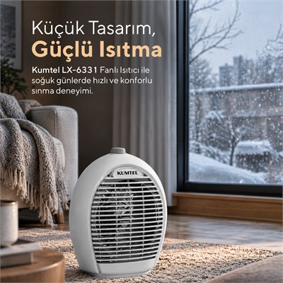 Kumtel 2000 W 3 Kademeli Sıcak-Soğuk Üflemeli Elektrikli Fanlı Isıtıcı Gri LX-6331