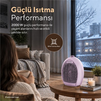 Kumtel 2000 W 3 Kademeli Sıcak-Soğuk Üflemeli Elektrikli Fanlı Isıtıcı Lila LX-6331