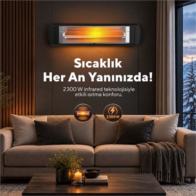 Kumtel 2300 W Termostatlı Duvar Tipi Infrared Elektrikli Isıtıcı EX-23
