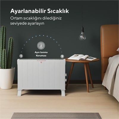 Kumtel 2500 W 2 Kademeli Termostatlı Beyaz Konvektör Isıtıcı HC-2947
