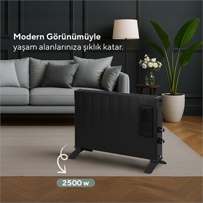 Kumtel 2500 W 3 Kademeli Termostatlı Fanlı Siyah Konvektör Isıtıcı HC-2952