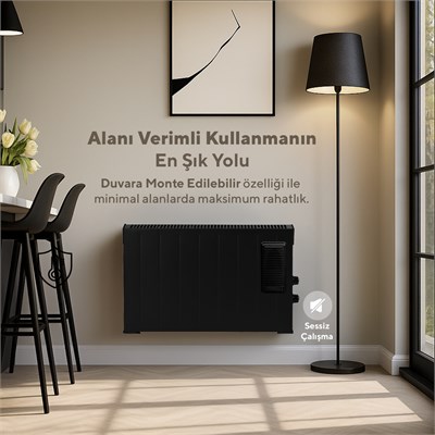 Kumtel 2500 W 3 Kademeli Termostatlı Fanlı Siyah Konvektör Isıtıcı HC-2952