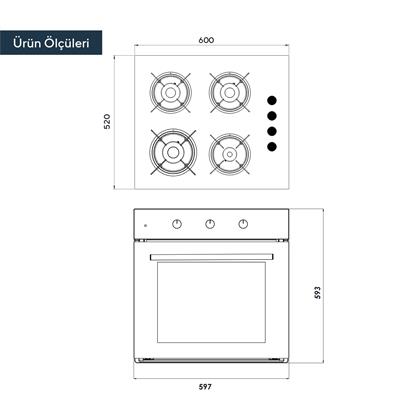Kumtel 2li Siyah Ankastre Set (Ocak- Fırın)