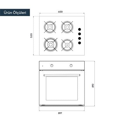 Kumtel 2li Siyah Set (Fırın-Ocak)