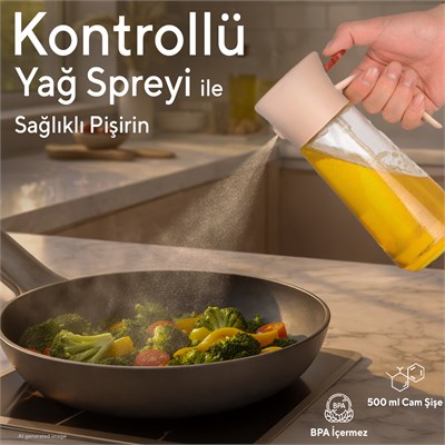 Kumtel 500 ml Çok Amaçlı Cam Sprey Yağdanlık HSPR-02
