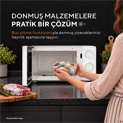 Kumtel 600 W 6 Kademeli Zamanlayıcılı Beyaz Mekanik Kompakt Mikrodalga Fırın HM-19