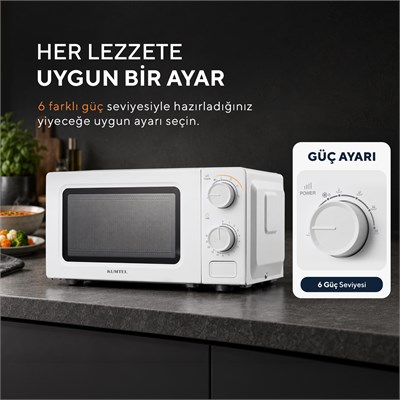 Kumtel 600 W 6 Kademeli Zamanlayıcılı Beyaz Mekanik Kompakt Mikrodalga Fırın HM-19