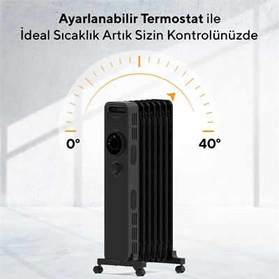 Kumtel 7 Dilim Siyah Elektrikli Yağlı Radyatör Isıtıcı KUM-1220S