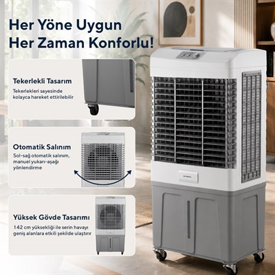 Kumtel 80 Litre Sulu Portatif Hava Soğutucu (Air Cooler) Büyük Boy HAC-100