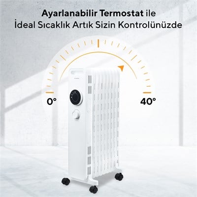 Kumtel 9 Dilim Beyaz Elektrikli Yağlı Radyatör Isıtıcı Kum-1225S