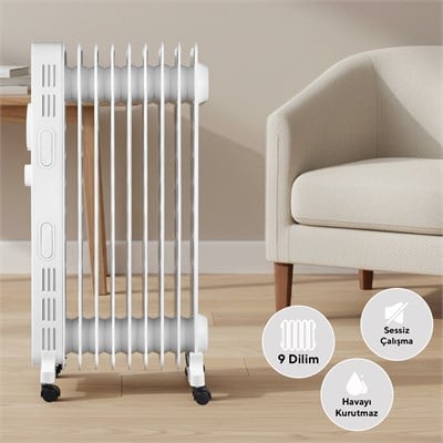 Kumtel 9 Dilim Beyaz Elektrikli Yağlı Radyatör Isıtıcı Kum-1225S