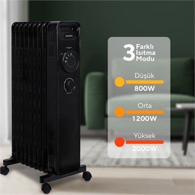 Kumtel 9 Dilim Siyah Elektrikli Yağlı Radyatör Isıtıcı Kum-1225S