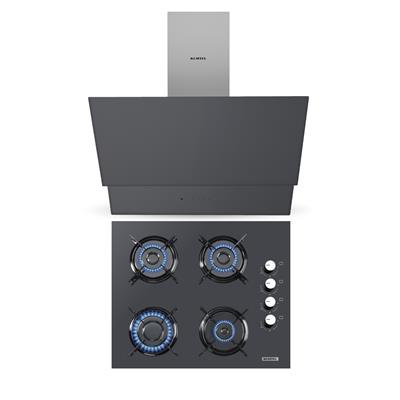 Kumtel Antrasit 2li Ankastre Cam Set (Ocak-Dokunmatik Davlumbaz)