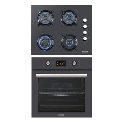 Kumtel Antrasit 2li Ankastre Cam Set (Ocak-Fırın)