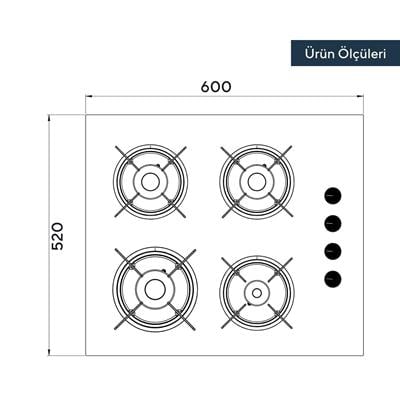 Kumtel Antrasit Cam Ankastre Ocak KO-40 TAHDF